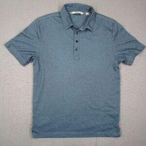 Travis Mathew Mens Blue Heather Pima Cotton Blend Short Sleeve Polo Shirt Size M